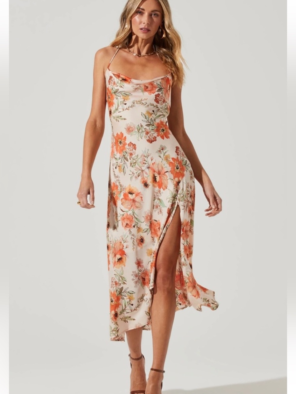 Astr Gaia Floral Midi Dress